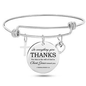 Bible Scripture Charm Bracelet 1 Thes 5:18